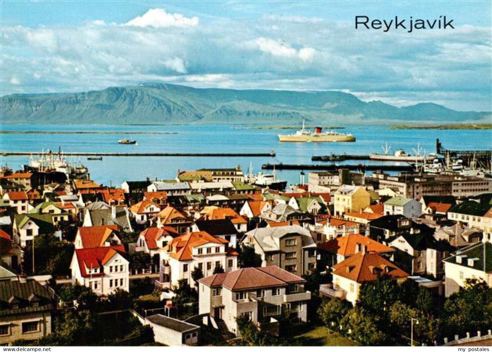 73905445 Reykjavík Island View Towards The Harbour And Mt Esja - Islandia