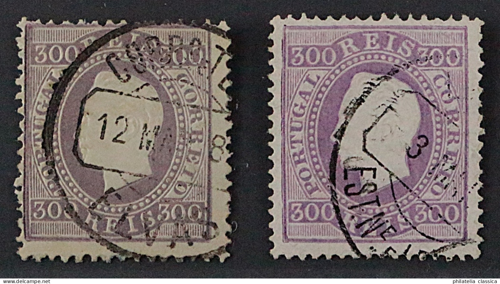 Portugal  45 XB + YC, König Luis 300 R. Violett, 2 Seltene Varianten, KW 250,- € - Ungebraucht