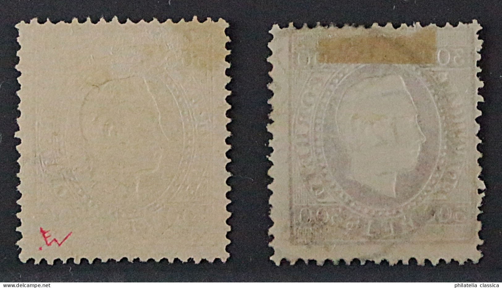 Portugal  45 XB + YC, König Luis 300 R. Violett, 2 Seltene Varianten, KW 250,- € - Unused Stamps