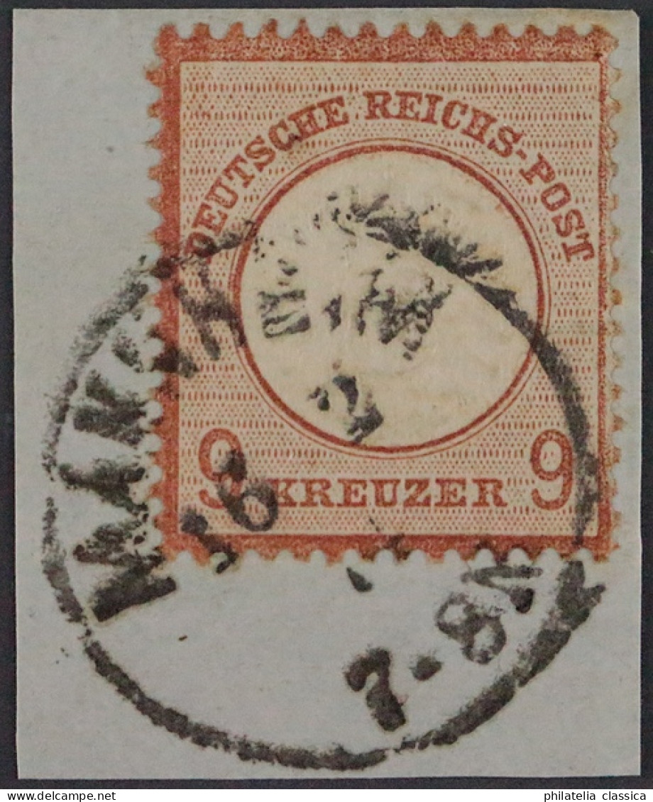Deutsches Reich  27 A,  9 Kr. Großer Schild, Bildschönes Briefstück, 450,- € - Usados