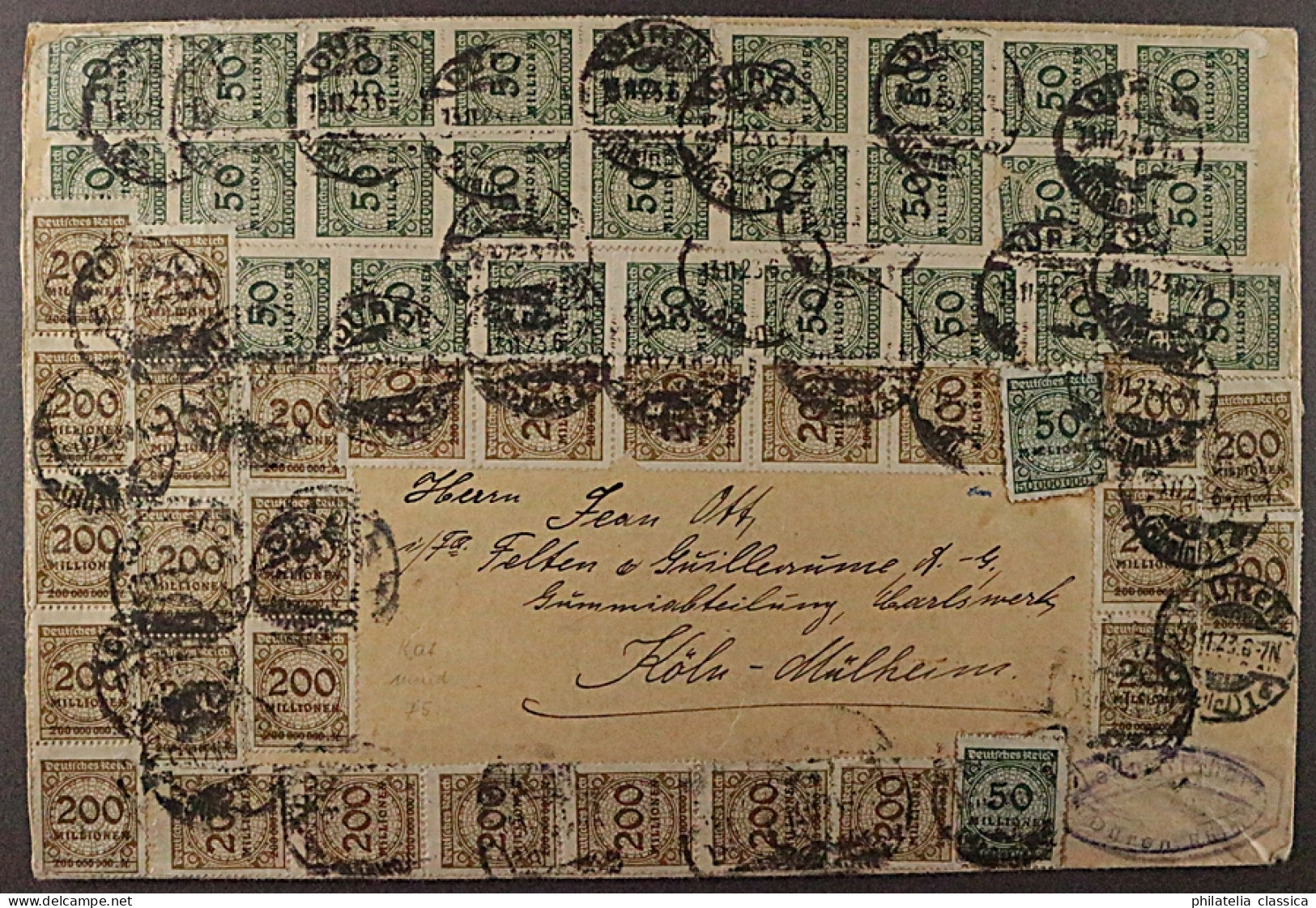 Dt. Reich 321 B + 323 Ab Zus. 116 Stück Tolle Groß-Frankatur, Geprüft KW 1600,-€ - Unused Stamps