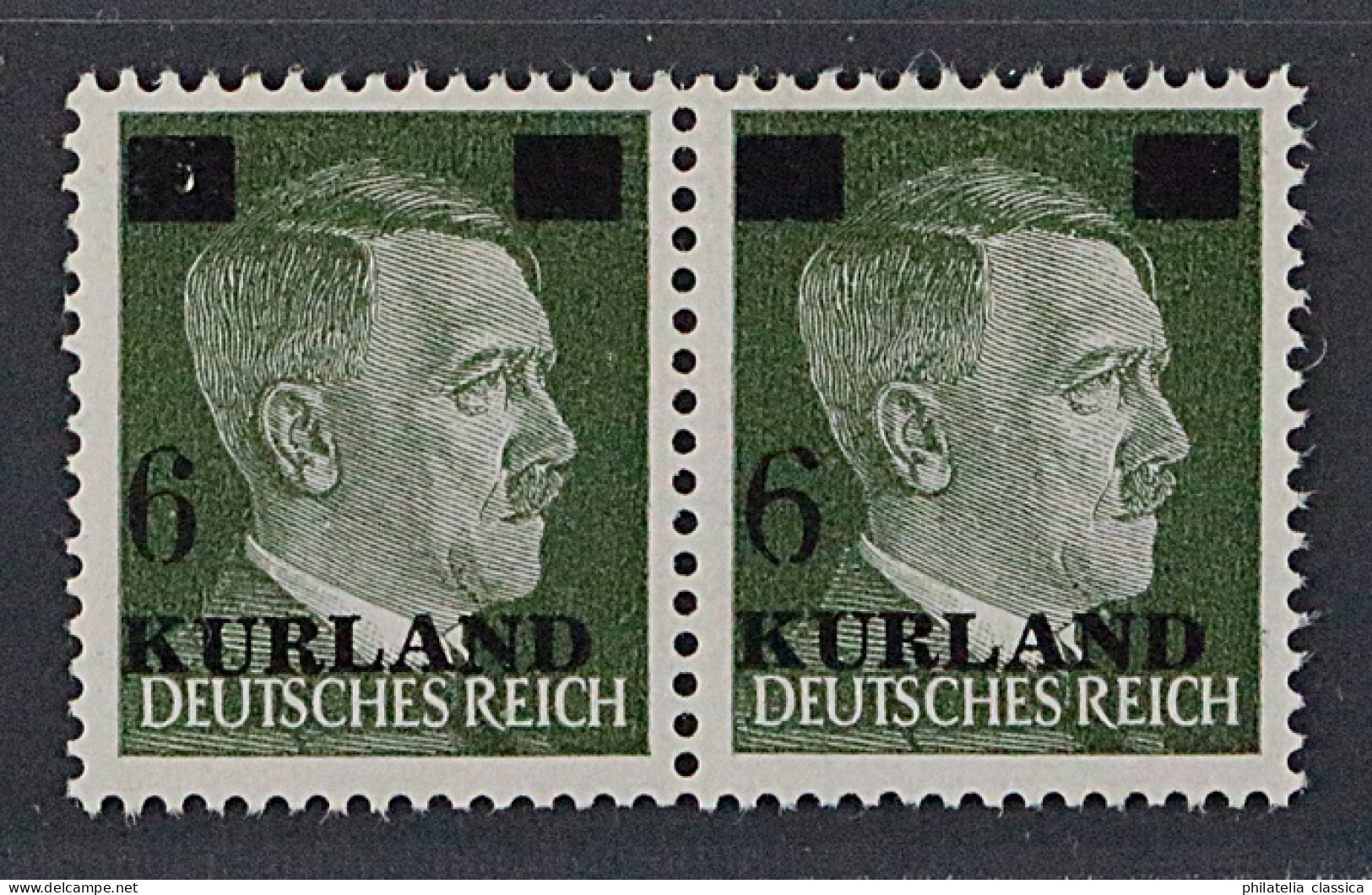 Kurland 1 II+III ** Aufdruck Type II+III Im Paar, Postfrisch, Geprüft KW 420,- € - Occupation 1938-45