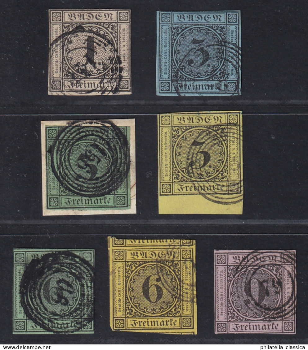 1851, BADEN 2 -8, Satz Aller Wertstufen Von 1-9 Kr. Sauber Gestempelt, 240,-€ - Used