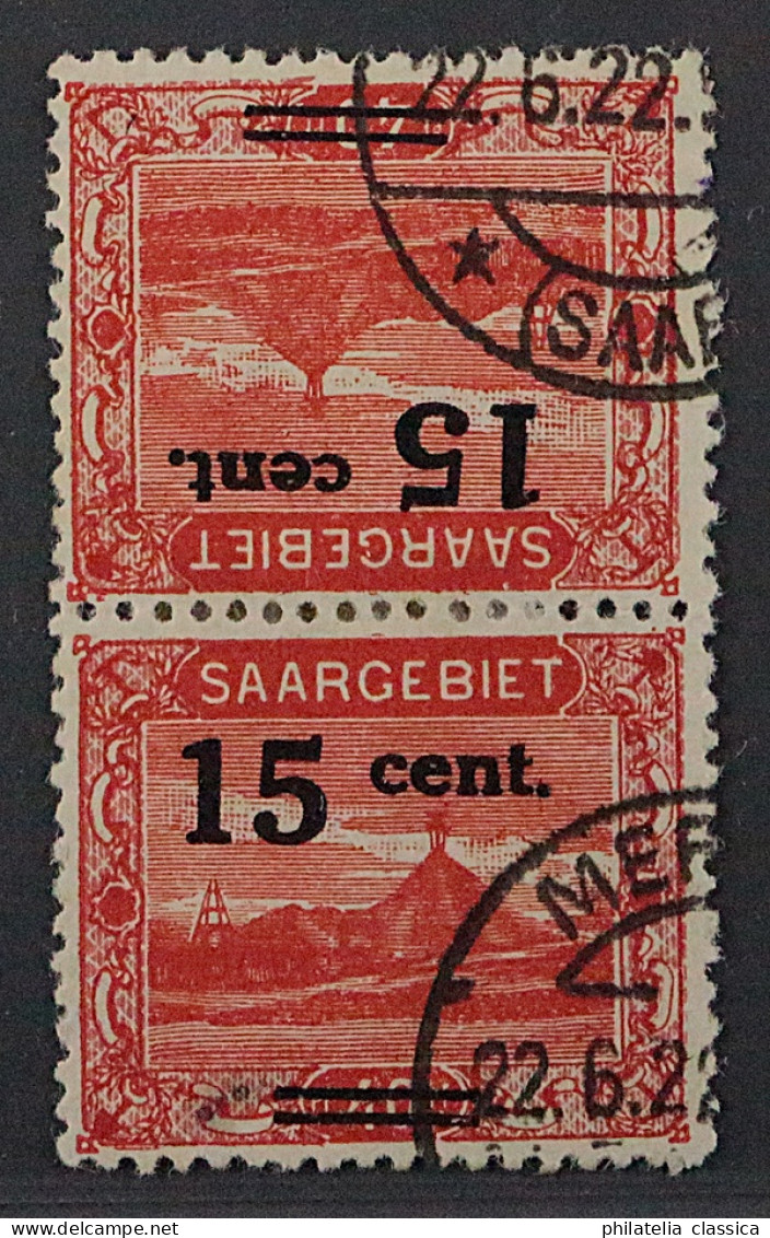 1921, SAAR 73 A Kdr IV, 15 C. KEHRDRUCK Sauber Gestempelt, Fotobefund, 500,-€ - Used Stamps