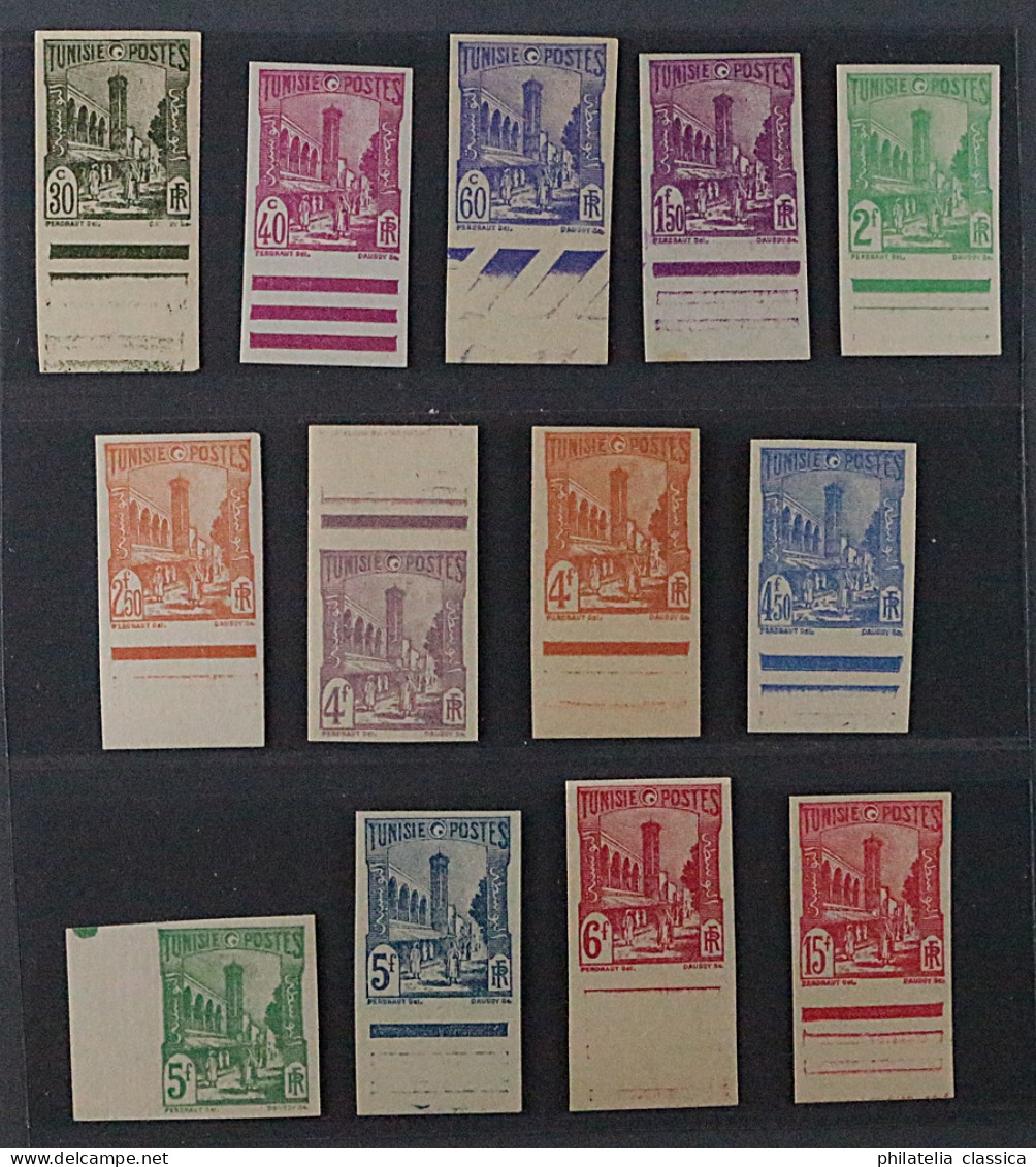 TUNESIEN 286-312 U ** Freimarken 1945, UNGEZÄHNT, 13 Werte, Postfrisch, SELTEN - Unused Stamps