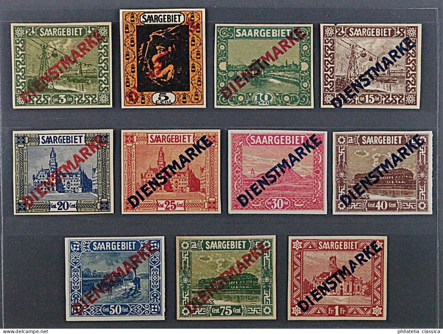 SAAR Dienst 1-11 I U */** Erste Ausgabe UNGEZÄHNT, Type I, Geprüft KW 2670,- € - Unused Stamps