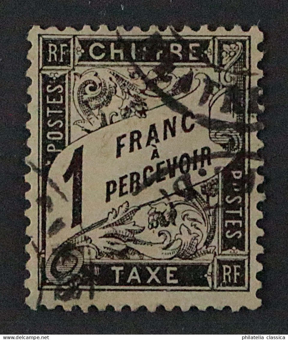 Frankreich Porto 21,  1 Fr. Schwarz, Sauber Gestempelt, Fotobefund, KW 450,- € - 1859-1959 Gebraucht