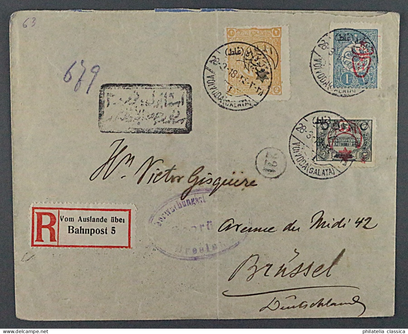 1915, TÜRKEI 261+321 K,  2xKPFSTEHENDER AUFDRUCK R_Brief Zensuren, Sehr SELTEN - Cartas & Documentos