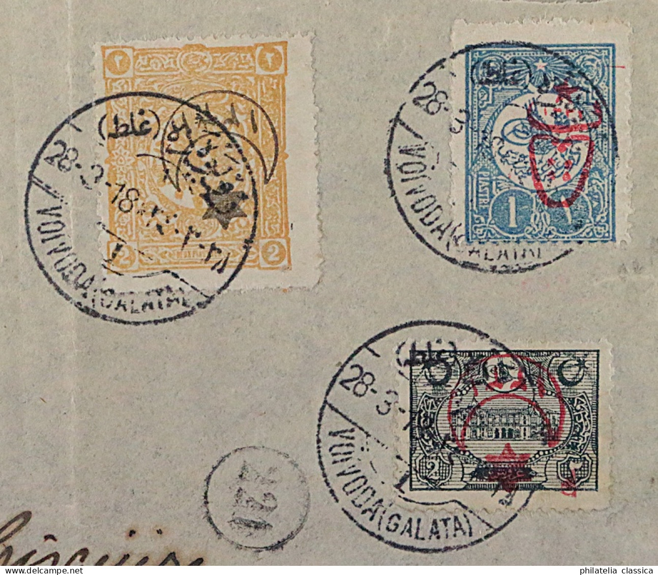 1915, TÜRKEI 261+321 K,  2xKPFSTEHENDER AUFDRUCK R_Brief Zensuren, Sehr SELTEN - Lettres & Documents