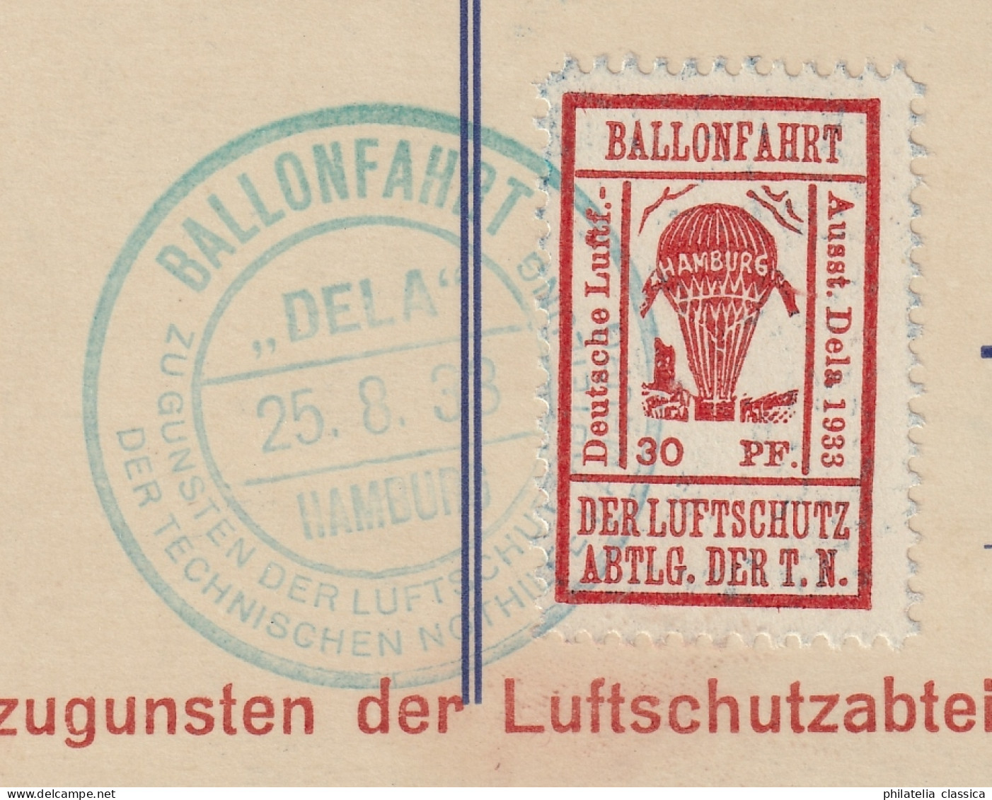 Flugmarke  21 A, Auf Ballonfahrtkarte, Auflage Nur 610 Stück, SELTEN, KW 380,- € - Emissions De Nécessité Zone Britannique