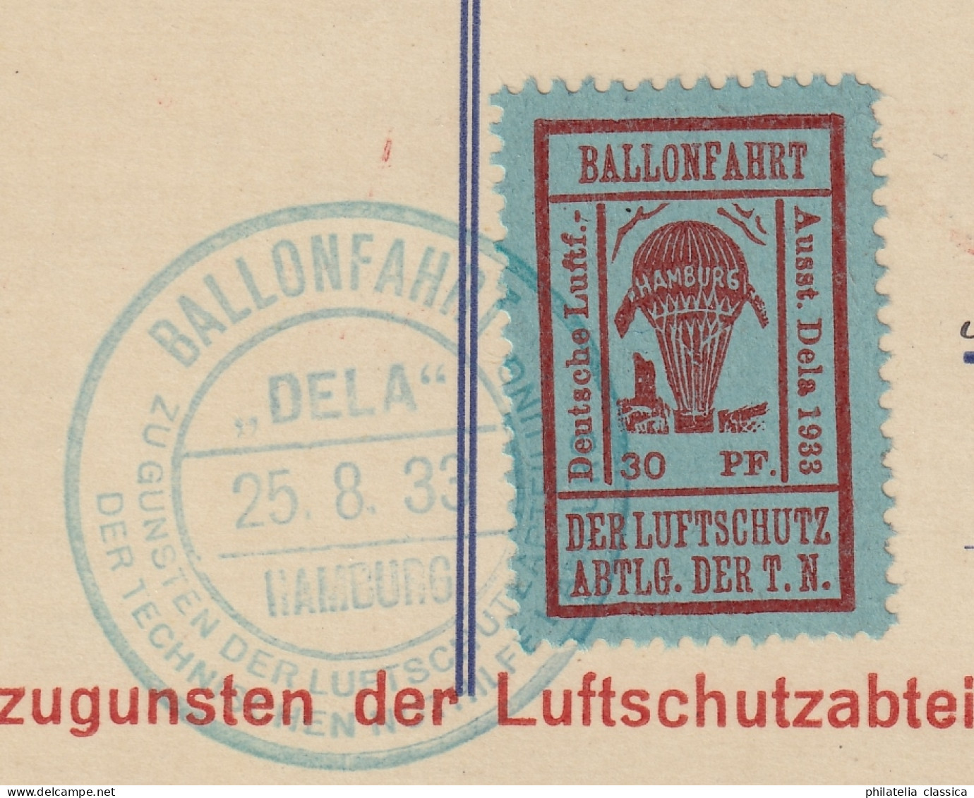 Flugmarke  21 B, Auf Ballonfahrtkarte, Auflage Nur 600 Stück, SELTEN, KW 380,- € - Emissions De Nécessité Zone Britannique
