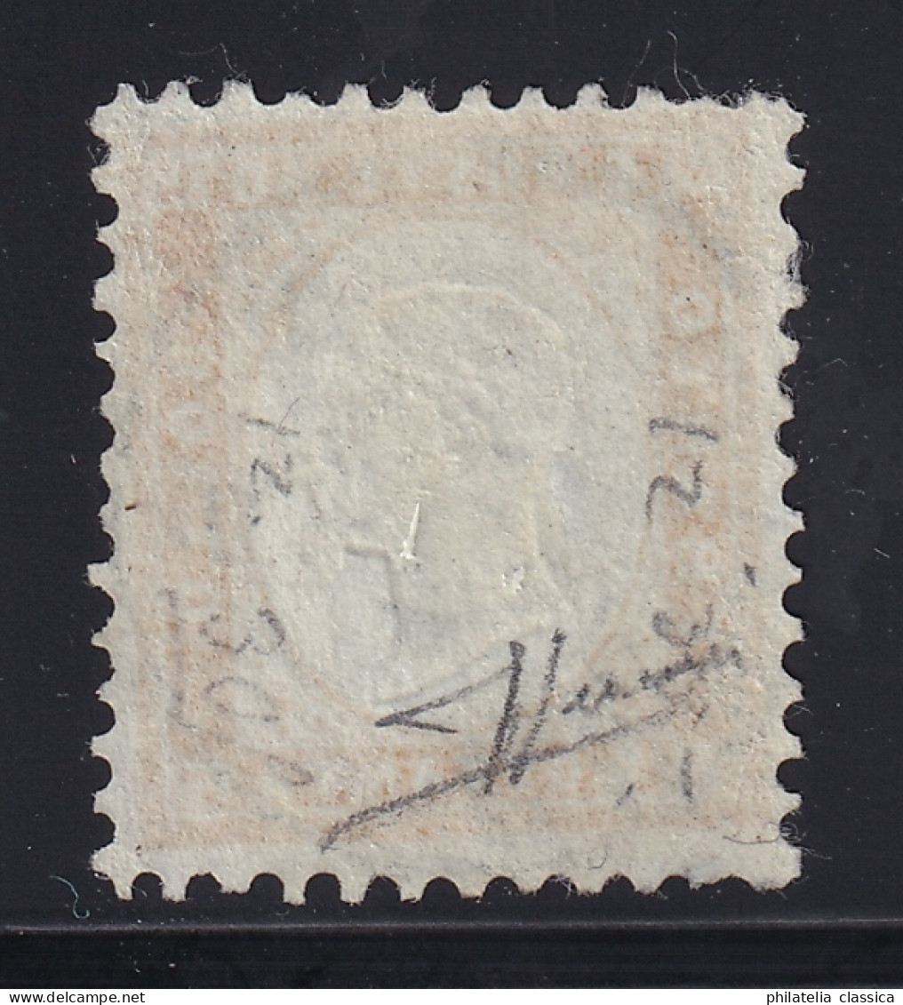 1862, ITALIEN 12, König 80 C. Gelb, Gezähnt, Echter Stempel, Fotoattest 1700,-€ - Used
