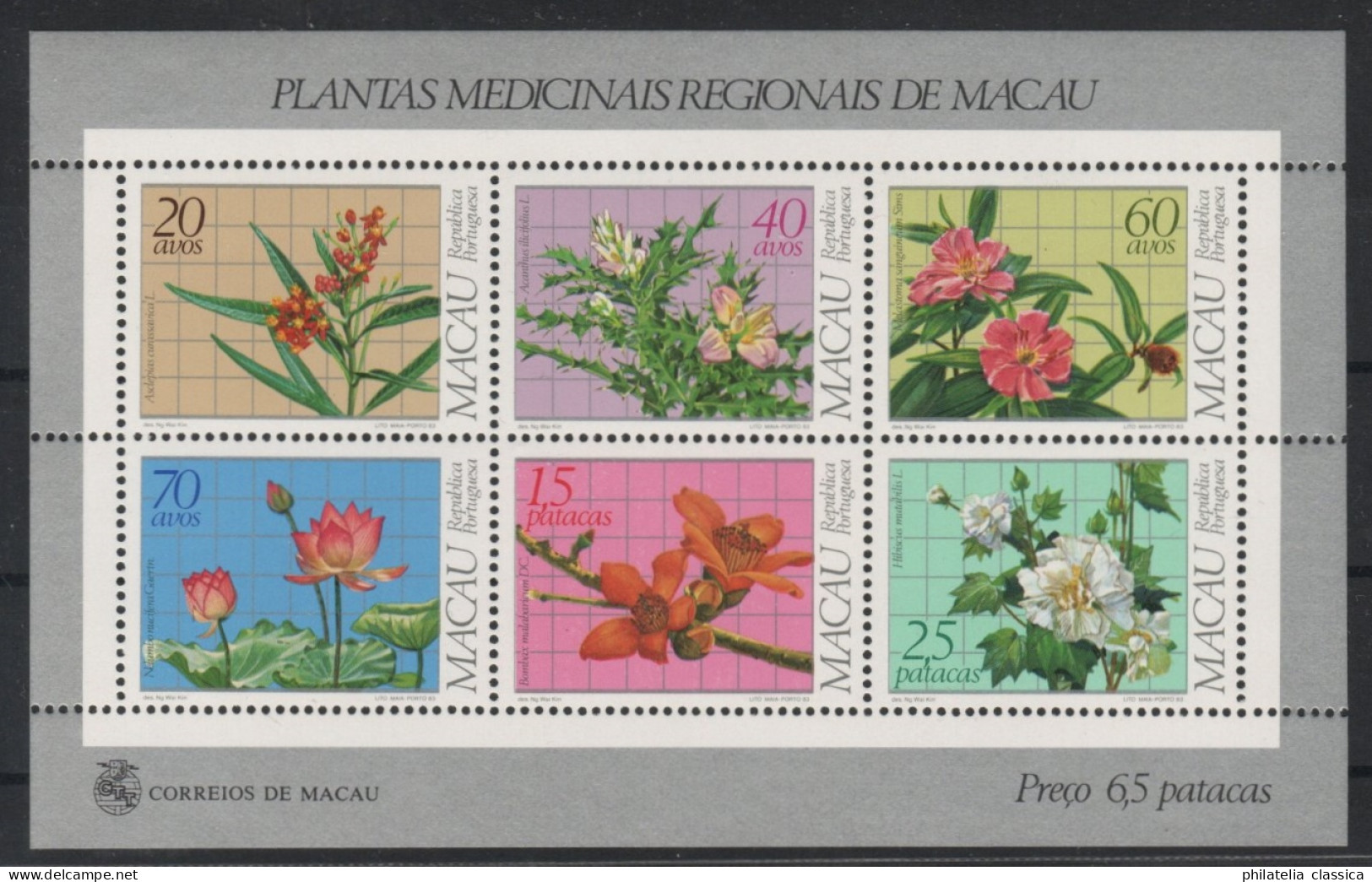 1983 MACAU / MACAO  Bl. 1 ** Block Heilpflanzen, Postfrisch TOP-Qualität, 240,-€ - Neufs