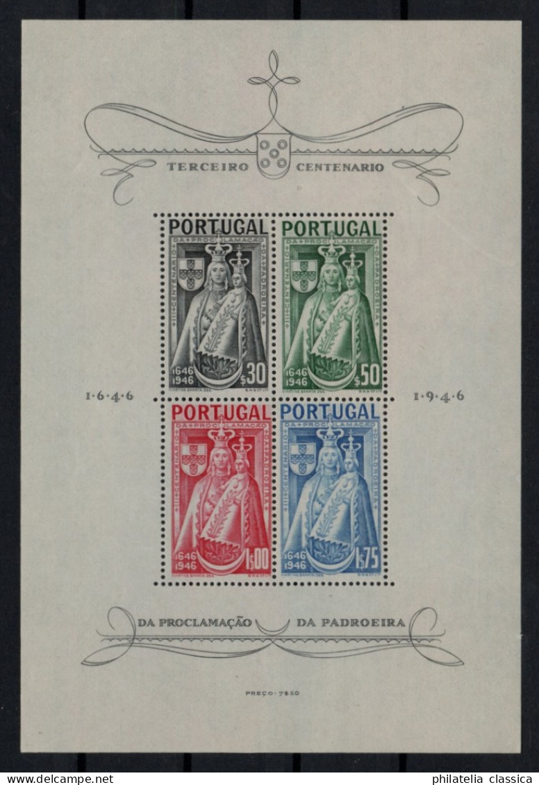 1946, PORTUGAL  Bl. 12 ** Block Schutzpatronin Mutter Gottes, Postfrisch, 110,-€ - Ungebraucht