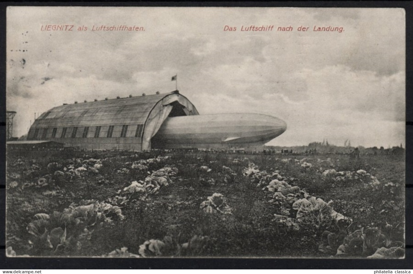 ZEPPELIN-FLUGMARKE 11 A, LIEGNITZ Bräunlichrot, Auf Geflogener Karte, 3500,-€ - Emissions De Nécessité Zone Britannique