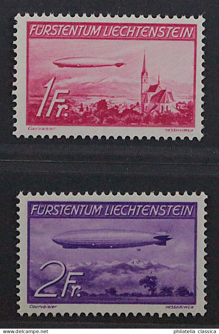 1936, LIECHTENSTEIN 149-50 ** Zeppelin 1+2 Fr. Komplett, Postfrisch, 250,-€ - Ungebraucht