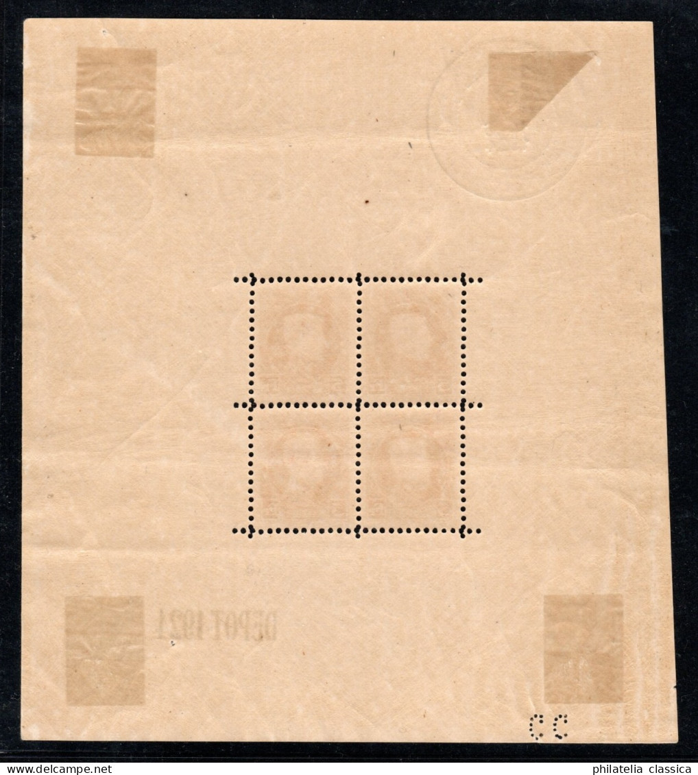 1924, BELGIEN 186 Kleinbog Ausstellung Brüssel 5 Fr. Originalgummi, 420,-€ - Unused Stamps