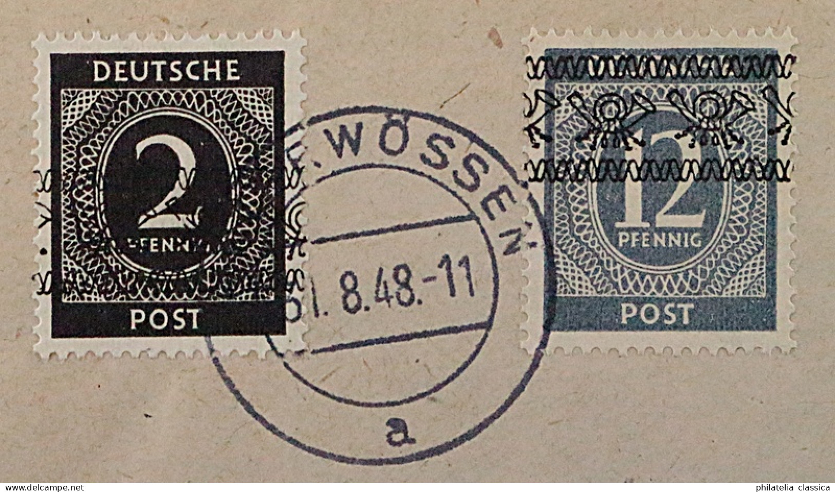 1948, BIZONE 56 + 40 I, Ziffer 12 + 40 Pfg Netz Auf R-Brief, Fotoattest 1647,-€ - Lettres & Documents