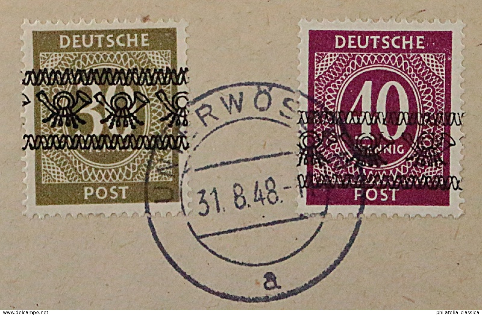 1948, BIZONE 56 + 40 I, Ziffer 12 + 40 Pfg Netz Auf R-Brief, Fotoattest 1647,-€ - Covers & Documents