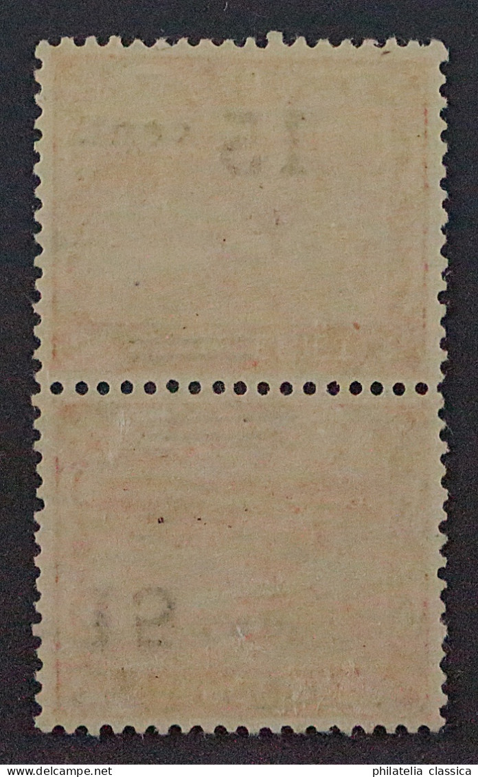 1921, SAAR 73 A NK III * Aufdruck KOPFSTEHEND/Normal Im PAAR, SELTEN 1000,-€ - Neufs