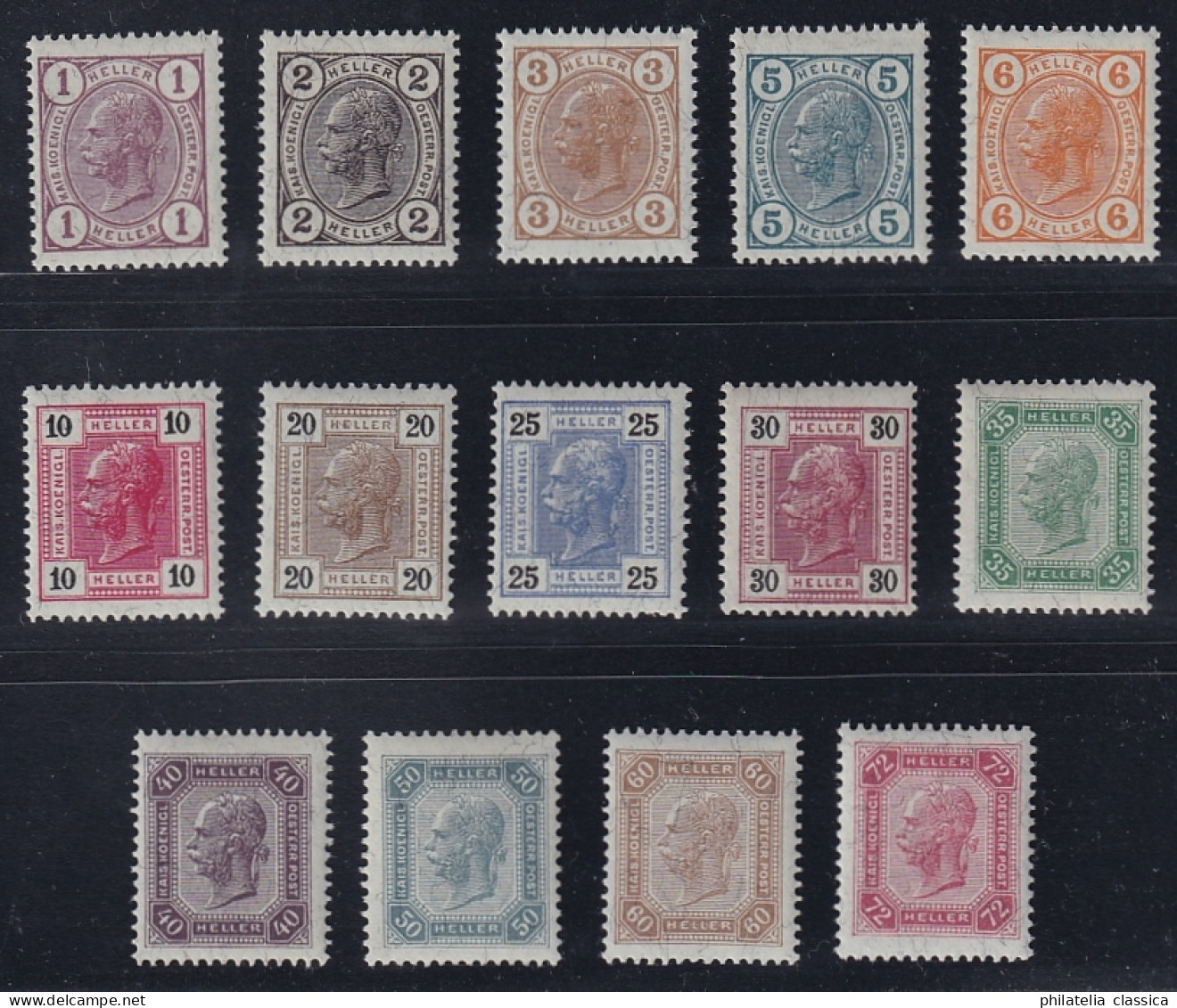 1905, ÖSTERREICH 119-32 ** Kaiser 1-72 H. Ohne Lackstreifen, Postfrisch, 900,-€ - Nuevos