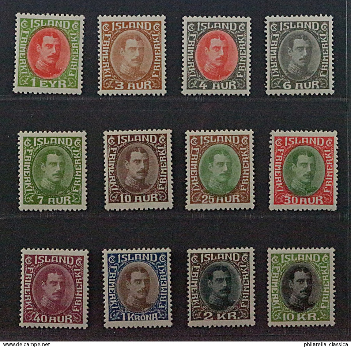 1931, ISLAND 156-67 König Christian, 1 E.-10 Kr. Komplett, Originalgumm 2600,-€ - Unused Stamps