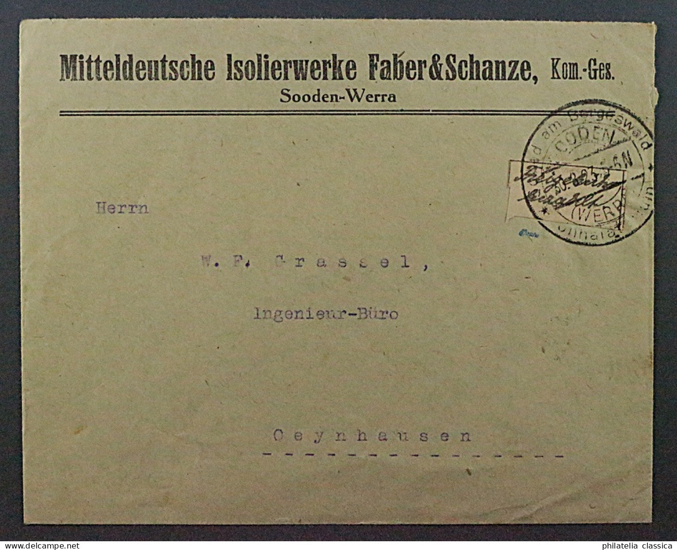 1923, KASSEL OPD Gebührenzettel Lateinische Schrift, Auf Brief, Geprüft 300,-€ - 1922-1923 Lokale Uitgaves