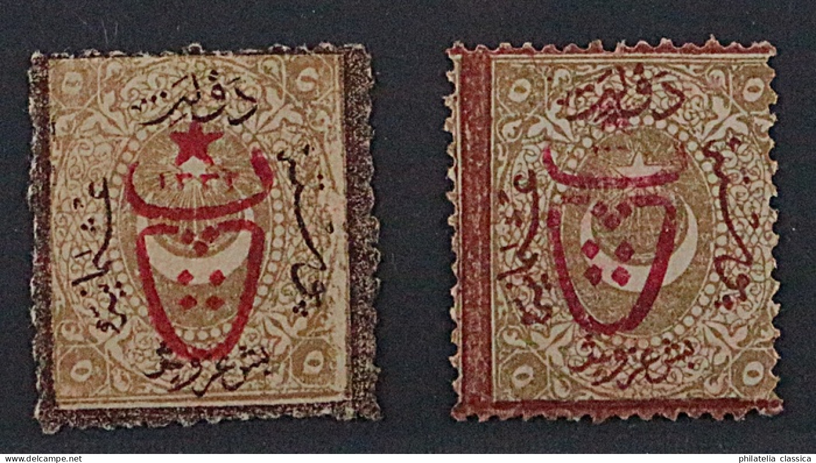 1917, TÜRKEI 498 A+B Käfer-Aufdruck PORTO 5 Ghr. Beide Zähnungen, SELTEN, 210,-€ - Unused Stamps
