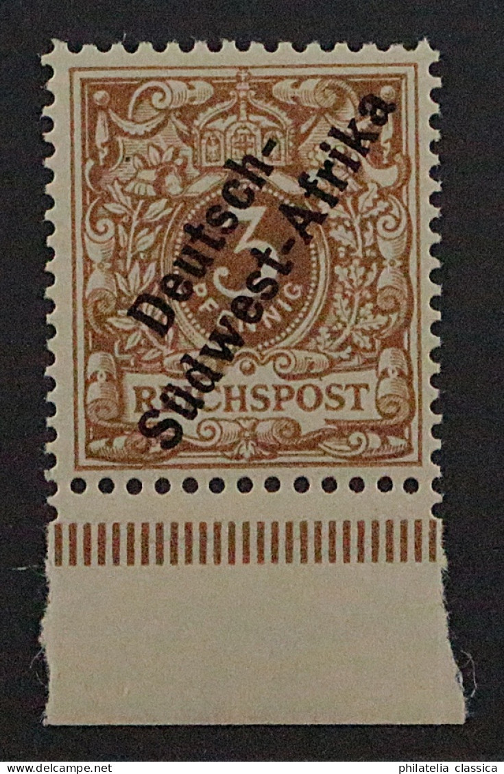1898, DEUTSCH-SÜDWESTAFRIKA 1 F ** 3 Pfg. Hellocker, Postfrisch, Geprüft 900,-€ - German South West Africa