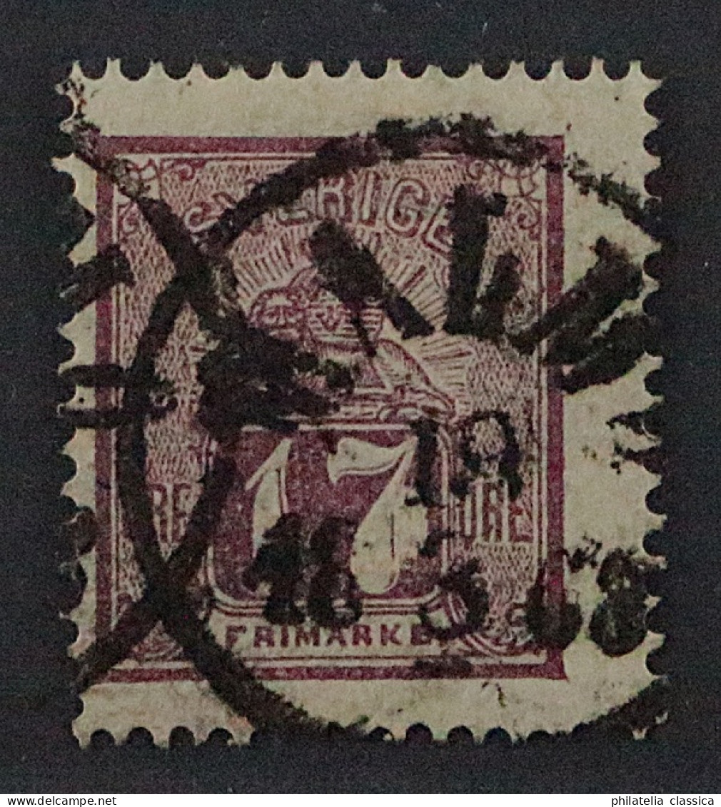 1866, SCHWEDEN 15 A, Löwe 17 Ö. Violett, Sauber Gestempelt, Kabinettstück 140,-€ - Oblitérés