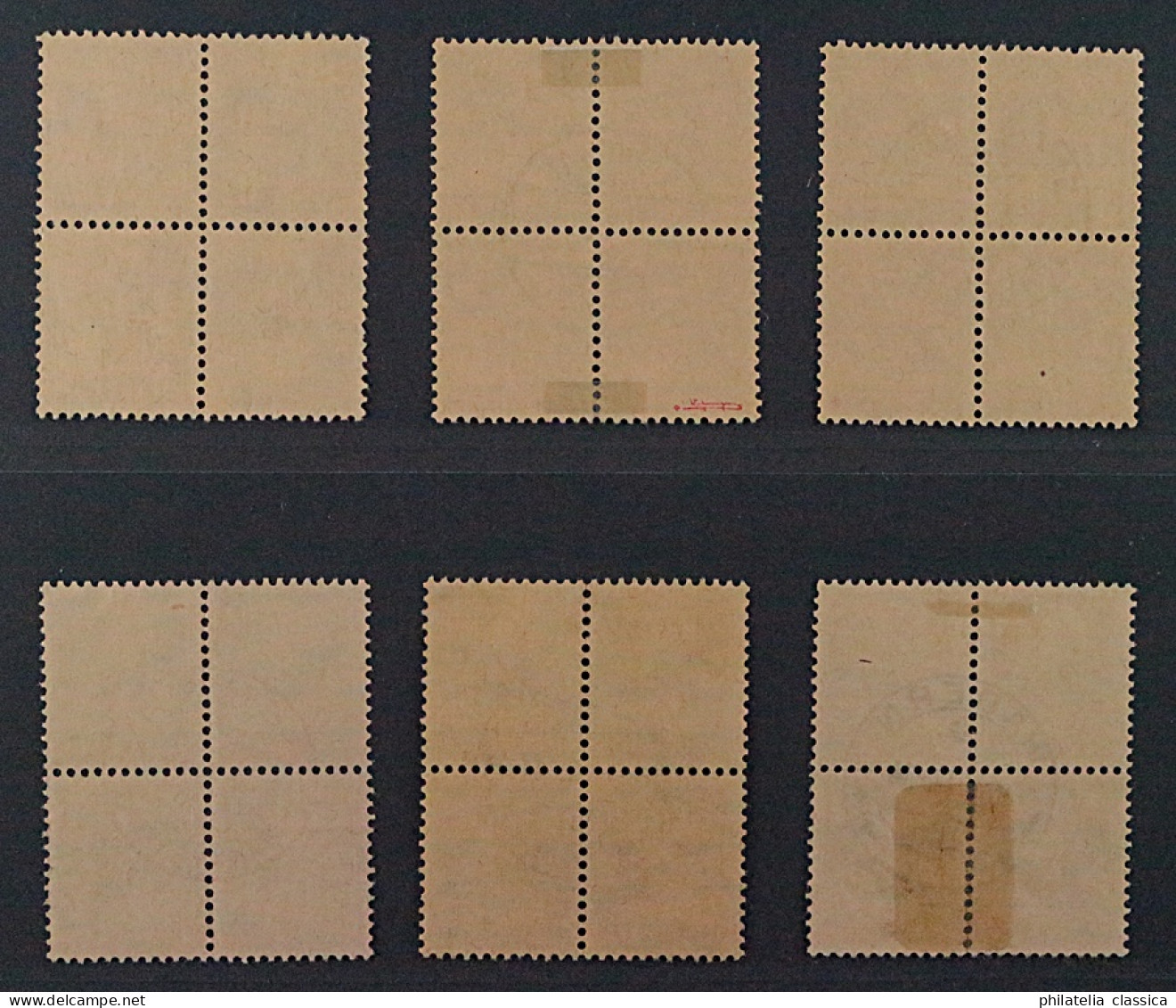 SCHWEIZ 6 Hochwertige Tell-VIERERBLÖCKE Ex 126-184z ZentrumStempel, 2150,- SFr. - Used Stamps
