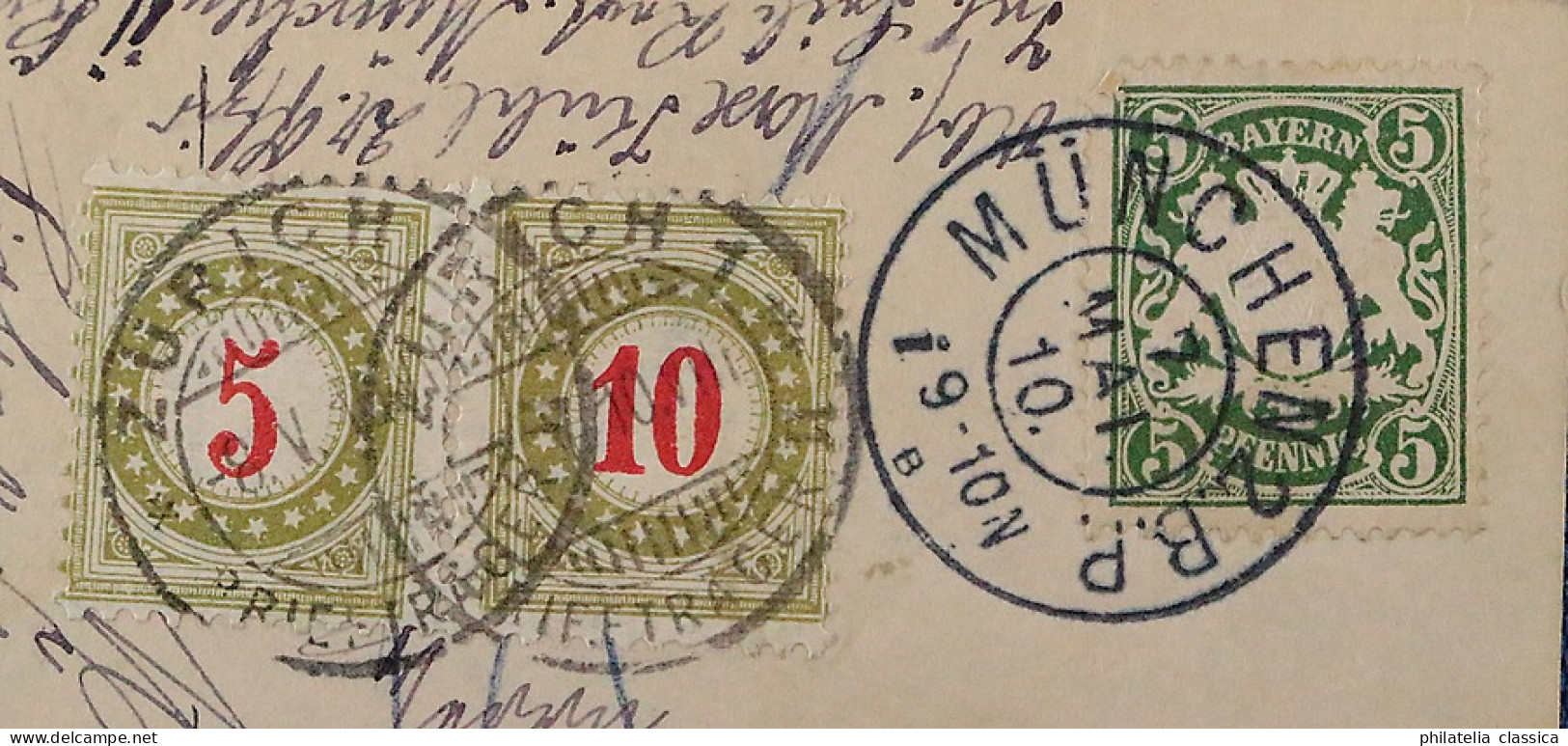 Bayern, 1910, Drei Postkarten In Die Schweiz, Alle Mit Schweizer Portomarken - Lettres & Documents