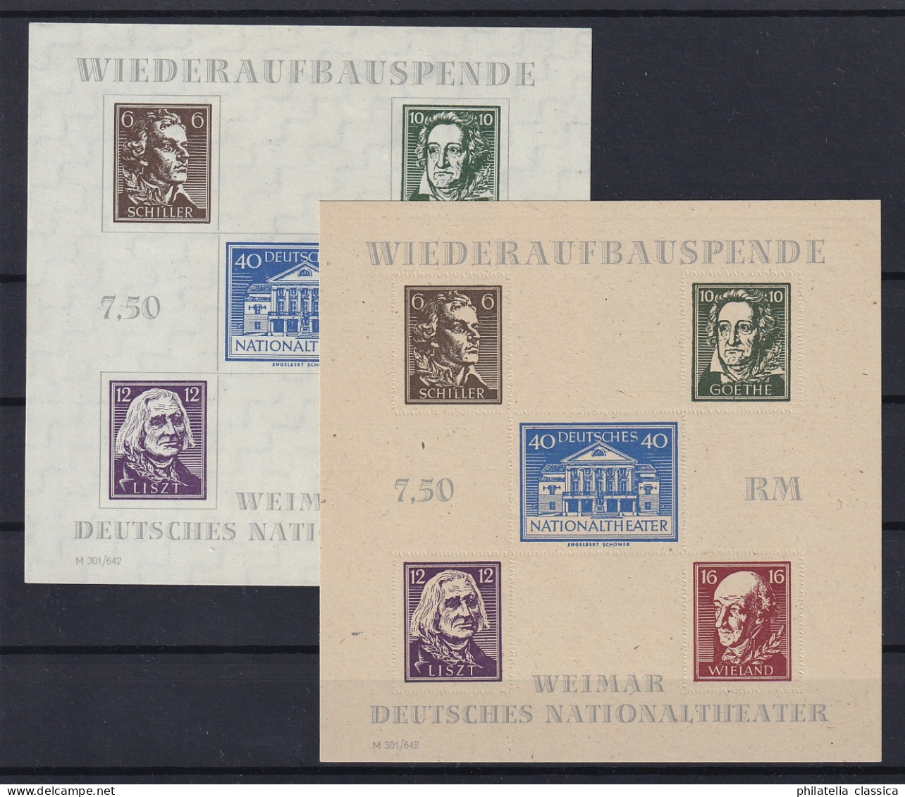 1946, SBZ   Bl. 3 A+B ** Blockpaar Nationaltheater Weimar, Postfrisch, 115,-€ - Postfris