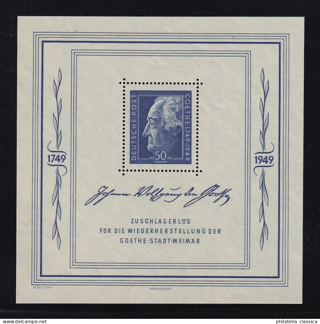 1949, SBZ   Bl. 6 ** Goethe-Block Postfrisch, Tadellso, MICHEL 220,-€ - Postfris