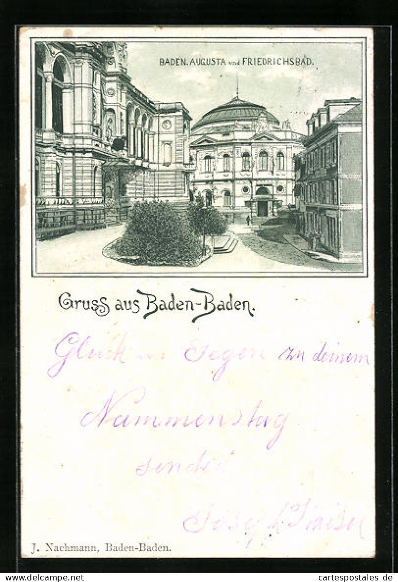 Lithographie Baden-Baden, Augusta Und Friedrichsbad  - Baden-Baden