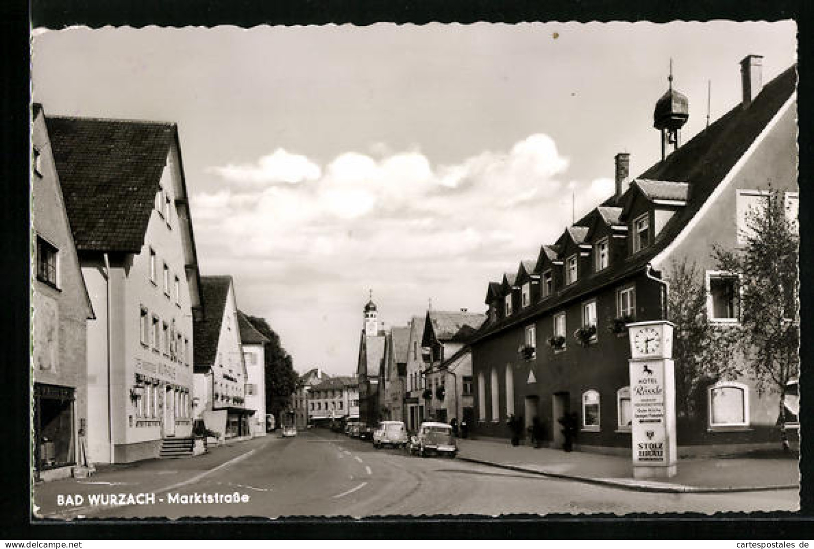 AK Bad Wurzach, Marktstrasse, Reklame Hotel Rössle  - Bad Wurzach