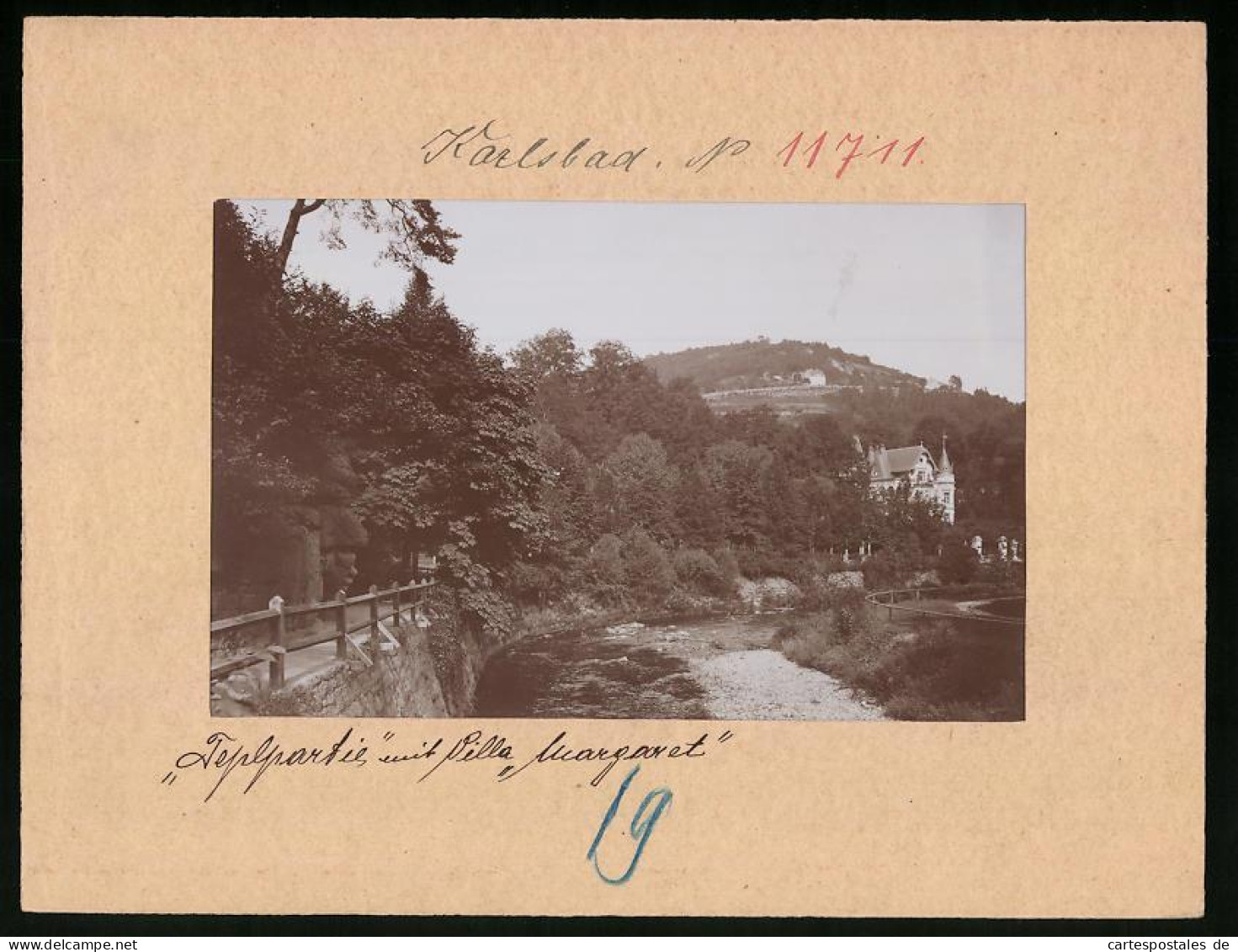 Fotografie Brück & Sohn Meissen, Ansicht Karlsbad, Teplpartie Mit Blick Auf Die Villa Margret  - Lieux
