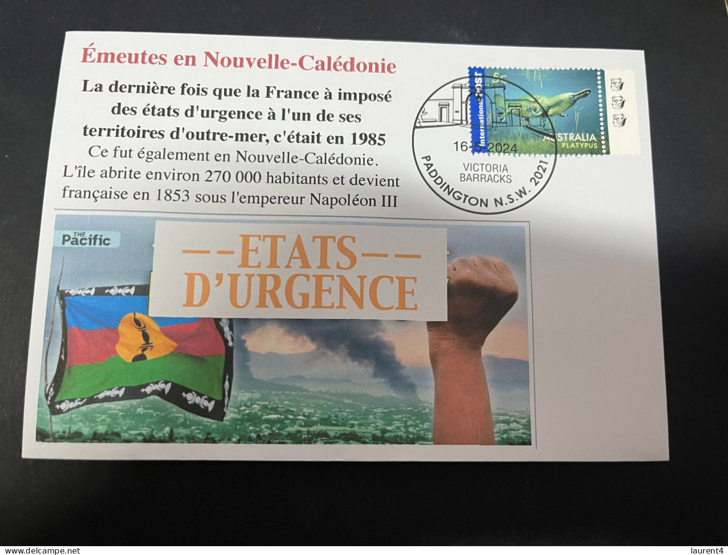 18-5-2024 (5 Z 27) (émeute) Riots In New Caledonia - Emeute En Nouvelle Calédonie (olympic Flame 11-6 ?) 2 Covers - Sonstige & Ohne Zuordnung