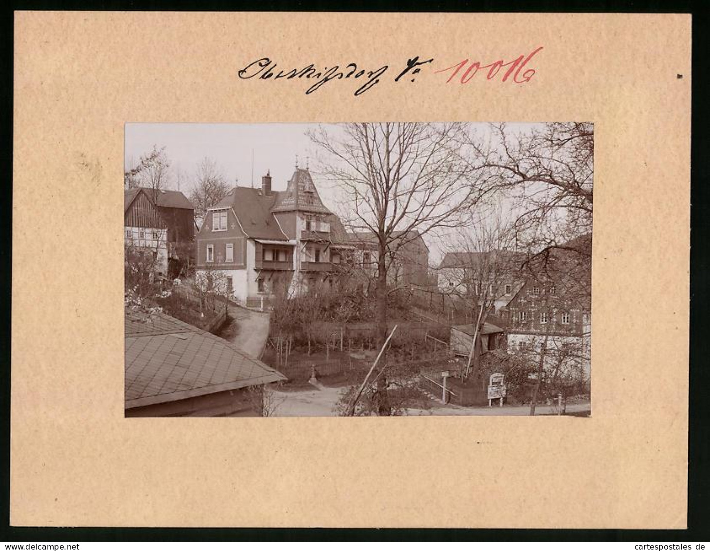 Fotografie Brück & Sohn Meissen, Ansicht Oberkipsdorf I. Erzg., Partie Am Dorfplatz Mit Wohnhäusern  - Lieux