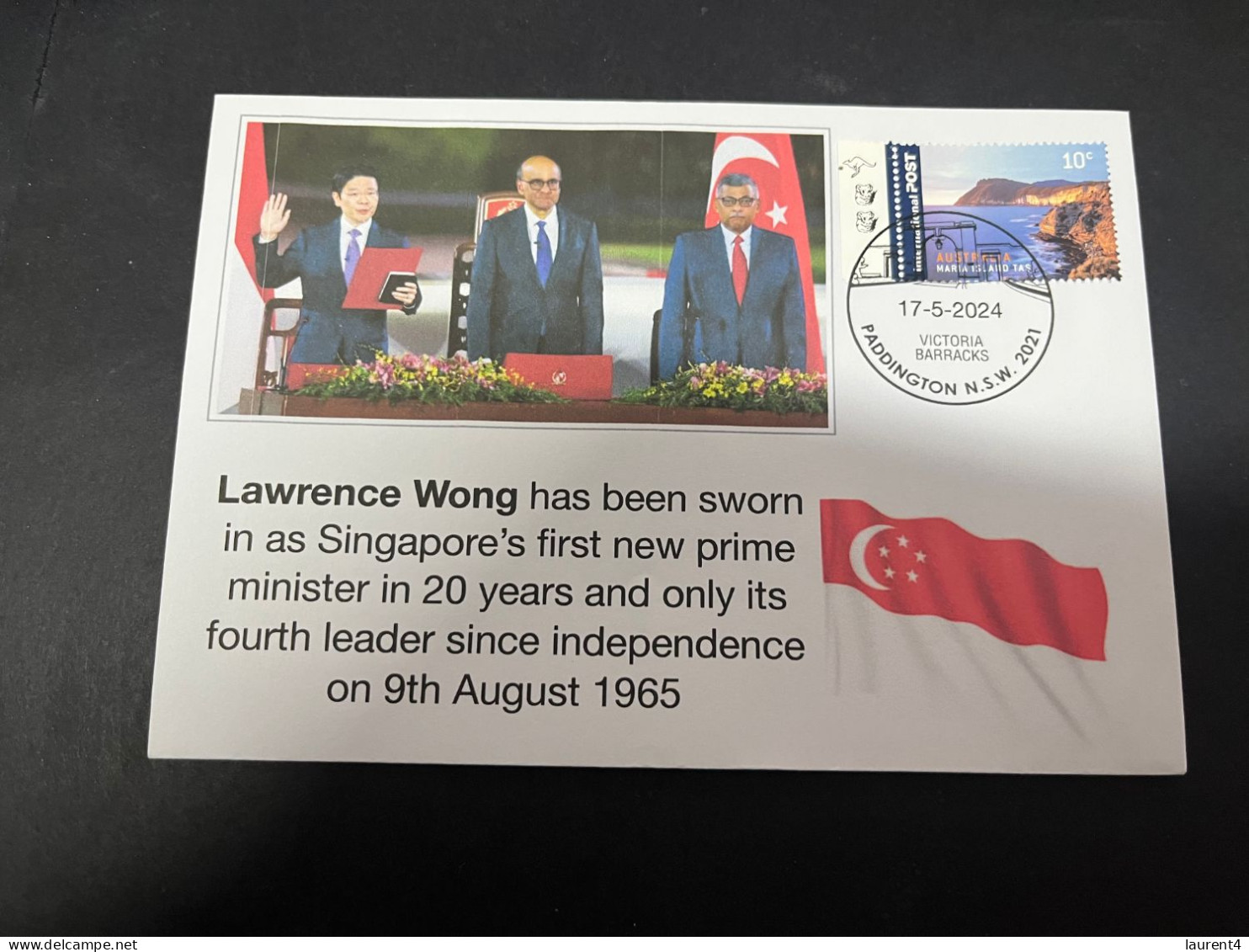18-5-2024 (5 Z 27) Lawrence Wong Has Been Sworn In As Singapore Prime Minister (with OZ Stamp) - Singapour (1959-...)