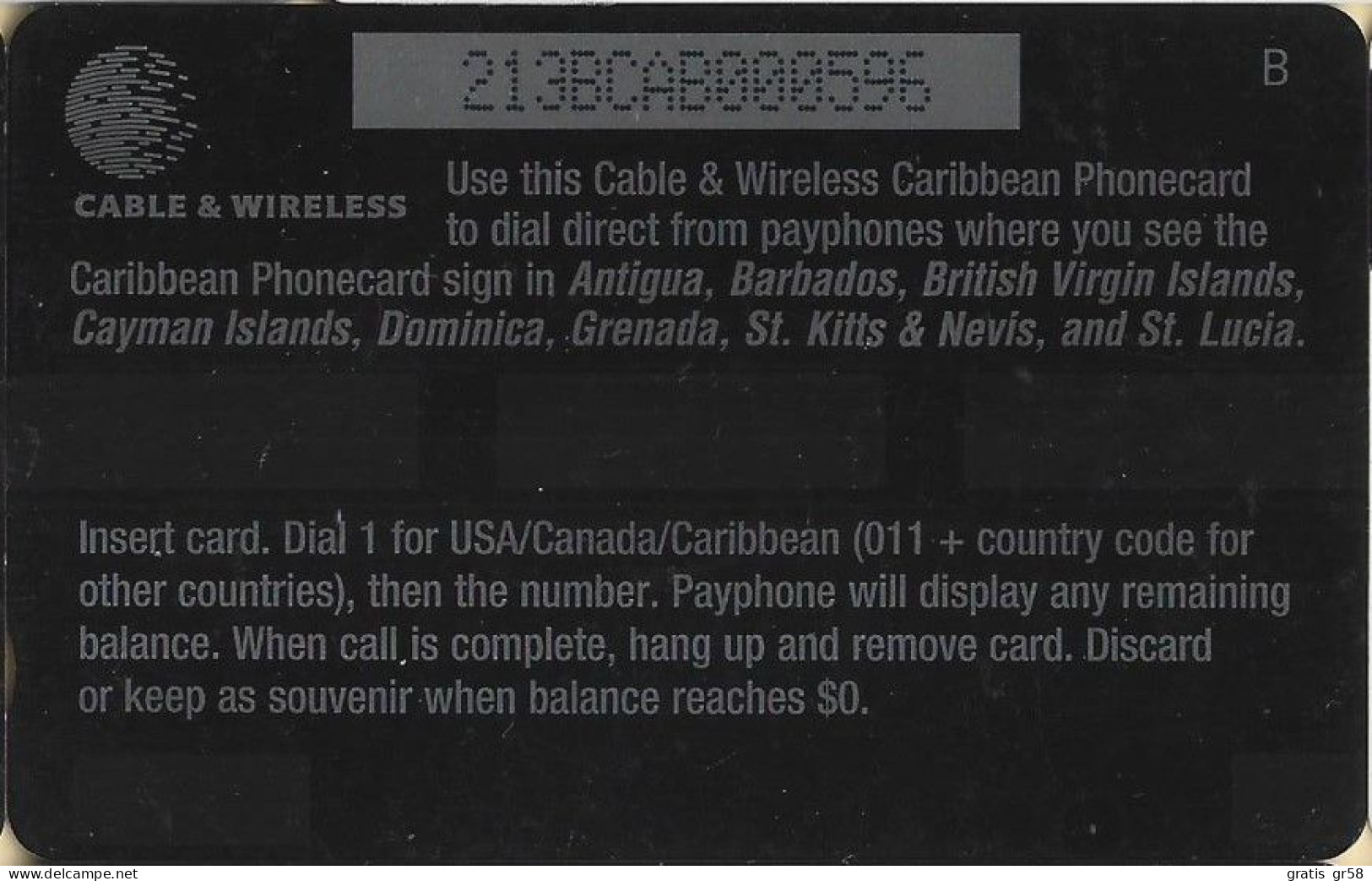Caribbean General - GPT, G&W, GEN-213B, Sea Horse, 213BCABØØØ596, 15$, 1000ex, 1998 - Autres - Amérique