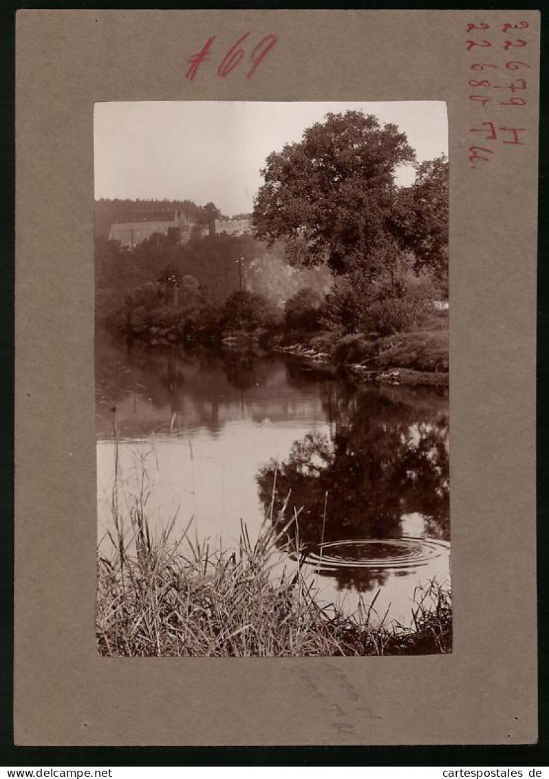 Fotografie Brück & Sohn Meissen, Ansicht Sachsenburg, Uferpartie Mit Schloss Sachsenburg  - Plaatsen