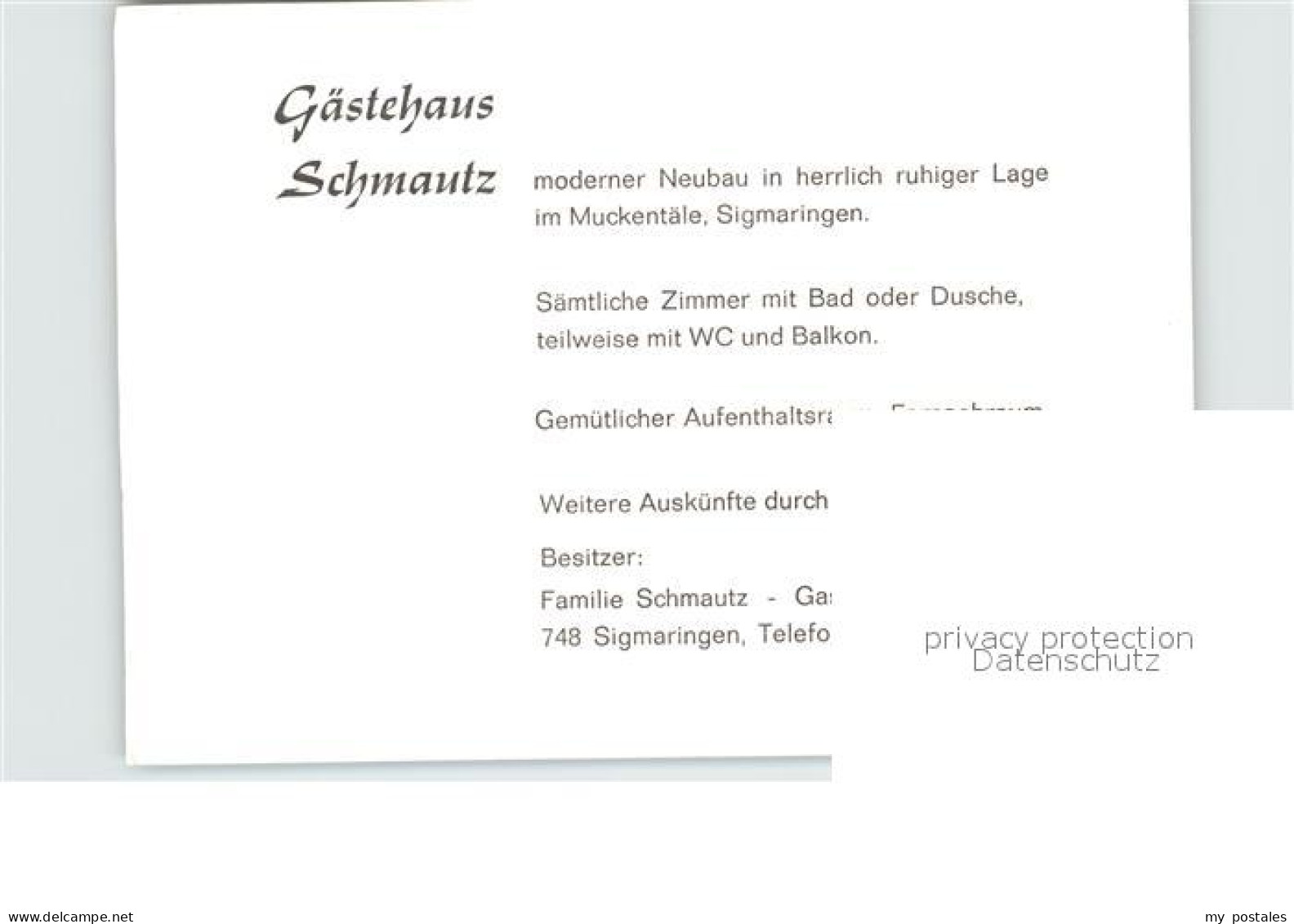 72612802 Sigmaringen Gaestehaus Schmautz Speiseraum Doppelzimmer Treppenhaus  Si - Sigmaringen