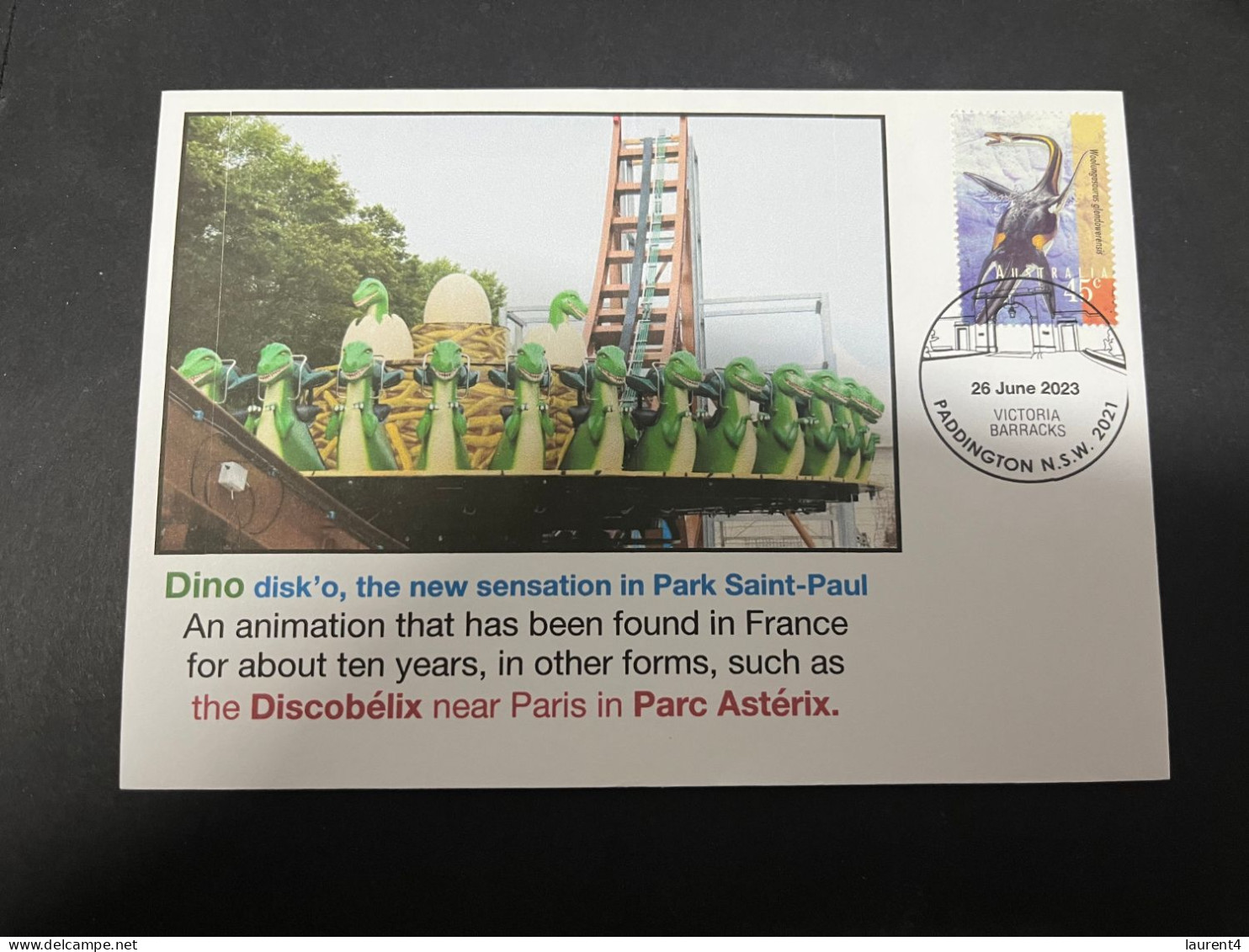 17-5-2024 (5 Z 23) Dino Disk'o Saint Paul Park In France (near Asterix Park In Paris) Dinoaur Stamp - Prehistorisch
