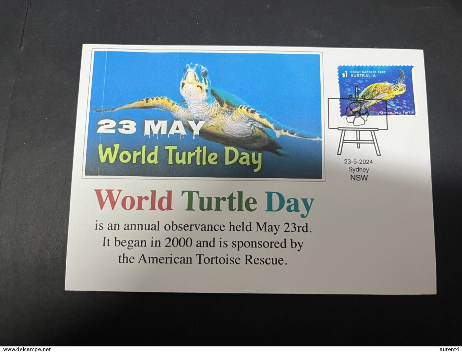 17-5-2024 (5 Z 23)  23th Of May Is " World Turtle Day " (with Australian Turtle Stamp) - Vie Marine