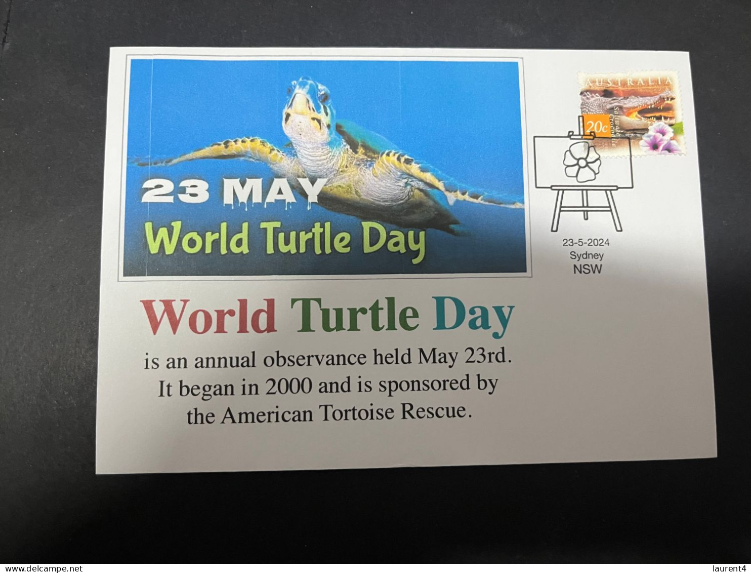 17-5-2024 (5 Z 23)  23th Of May Is " World Turtle Day " (with Australian Crocodile Stamp) - Vie Marine