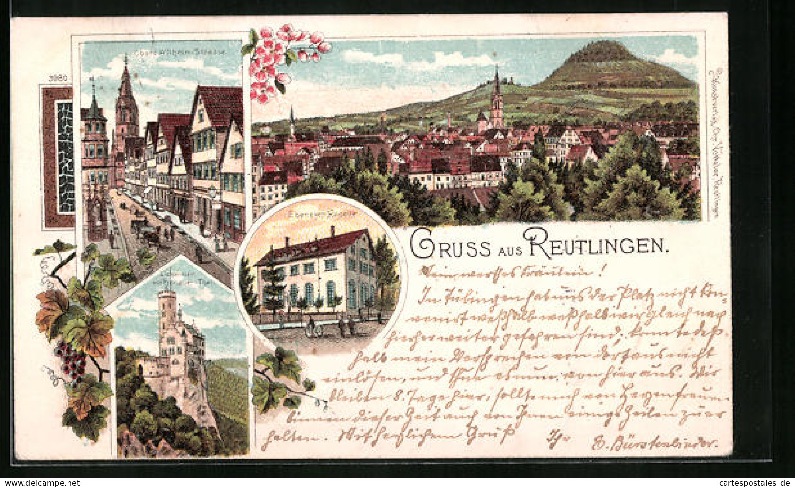Lithographie Reutlingen, Ortsansicht Mit Oberer Wilhelm-Strasse  - Reutlingen