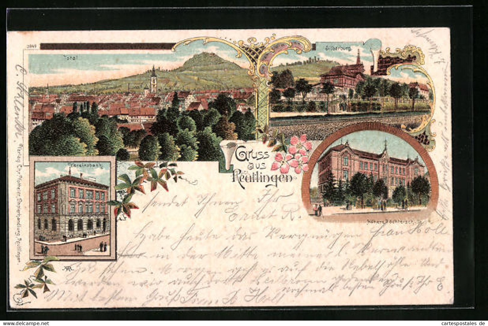 Lithographie Reutlingen, Totalansicht Mit Silberburg  - Reutlingen