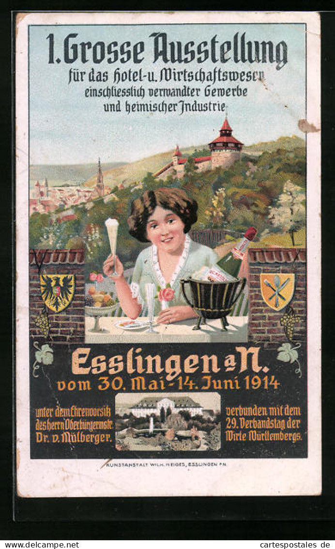 Künstler-AK Esslingen A. N., 1. Grosse Ausstellung Für Das Hotel- Und Wirtschaftswesen 1914  - Expositions