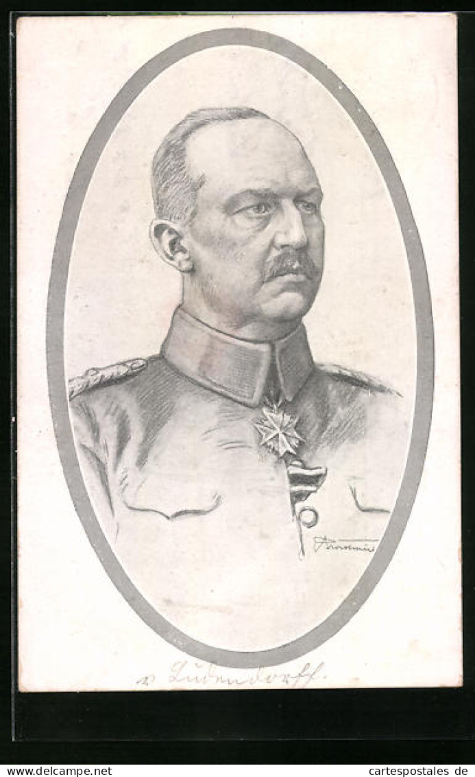Künstler-AK Portrait Erich Ludendorffs In Uniform  - Personnages Historiques